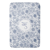 Blauwe  platenpatroonmonogram Bath Mat (Voorkant Verticaal)