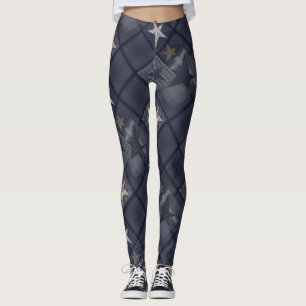 Blauwe pleister leggings