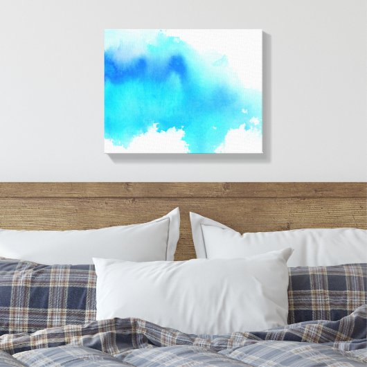 Blauwe plek, waterverf abstracte hand geschilderd canvas afdruk (Insitu (Slaapkamer))