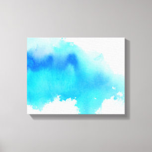Blauwe plek, waterverf abstracte hand geschilderd canvas afdruk