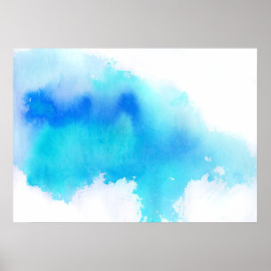 Blauwe plek, waterverf abstracte hand geschilderd poster