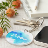 Blauwe plek, waterverf abstracte hand geschilderd sleutelhanger (Voorkant Rechts)