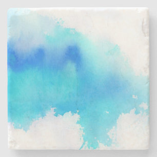 Blauwe plek, waterverf abstracte hand geschilderd stenen onderzetter