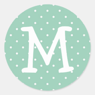 Blauwe podot kiddo-monogram, aangepast ronde sticker