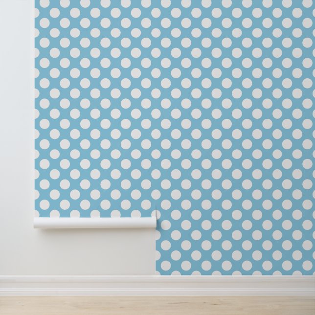 Blauwe pokadots, poolvlek, Stippen, gedopt Behang (Applicatie)
