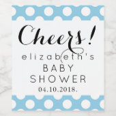 Blauwe pokkendots, poolvlek, Baby shower Wijn Etiket (Enkel label)