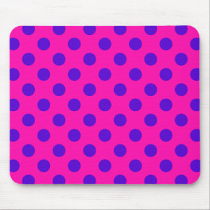 Blauwe pokstippen op fuchsia muismat