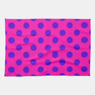Blauwe pokstippen op fuchsia theedoek