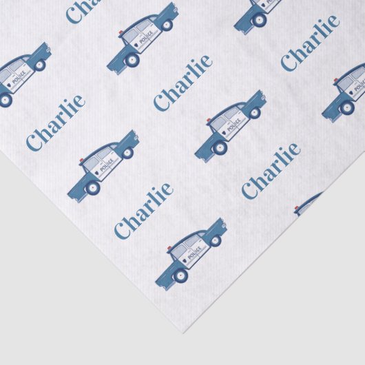 Blauwe Politieagent Verjaardagsfeestje Custom Tissuepapier (Detail)