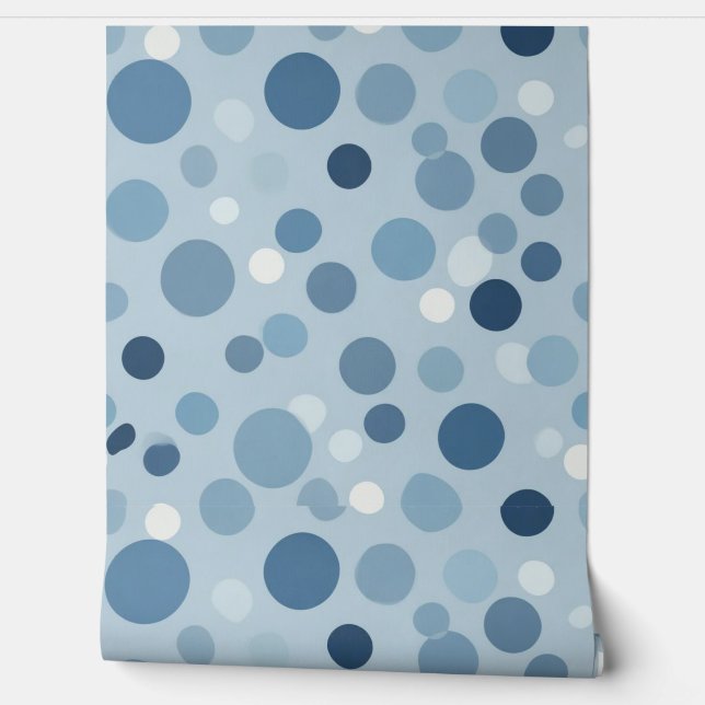 Blauwe Polka Dot Patroon Design Behang (Afrollen)