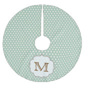 Blauwe Polka Dot Print Monogram Initialen boomrok Kerstboom Rok (Voorkant)