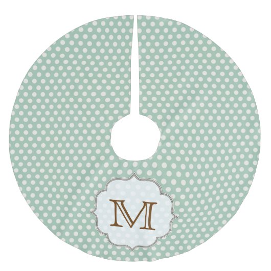 Blauwe Polka Dot Print Monogram Initialen boomrok Kerstboom Rok (Voorkant)