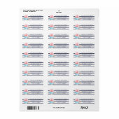 Blauwe Polka Dot Teacup Bloemen en Strepen Etiket (Full Sheet)