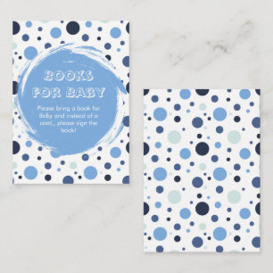 Blauwe polka stippen Baby Shower boeken voor Baby Informatiekaartje
