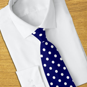 Blauwe polka stippen stropdas