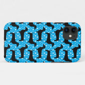 Blauwe Polka teckels Case-Mate iPhone Case (Achterkant (horizontaal))