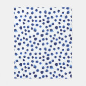 Blauwe Polka: Waterverf Dot Naadloos. Fleece Deken (Voorkant)