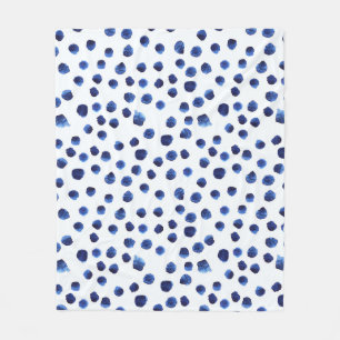 Blauwe Polka: Waterverf Dot Naadloos. Fleece Deken