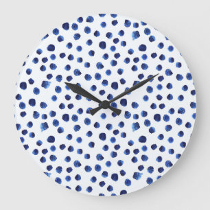 Blauwe Polka: Waterverf Dot Naadloos. Grote Klok