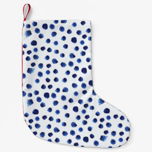 Blauwe Polka: Waterverf Dot Naadloos. Kleine Kerstsok