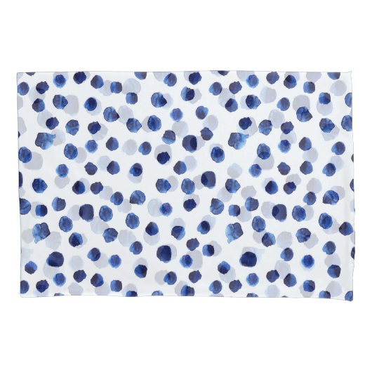 Blauwe Polka: Waterverf Dot Naadloos. Kussensloop (Voorkant)