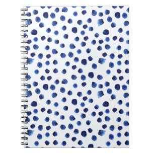 Blauwe Polka: Waterverf Dot Naadloos. Notitieboek