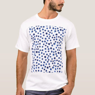 Blauwe Polka: Waterverf Dot Naadloos. T-shirt