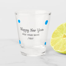 Blauwe polkadots gelukkig nieuwjaar voeg naam toee