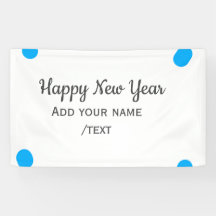Blauwe polkadots gelukkig nieuwjaar voeg naam toee