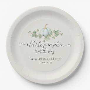 Blauwe Pompoen Baby shower Papieren Borden Bordje
