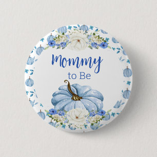 Blauwe Pompoen Baby shower Pin - Mama to Be Ronde Button 5,7 Cm