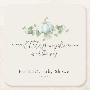 Blauwe pompoen Baby shower vierkante Onderzetters