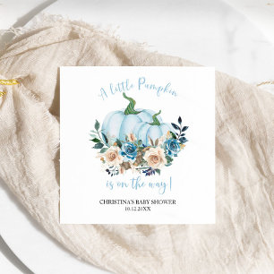 Blauwe Pompoen Bloem Jongens Baby Shower Servet