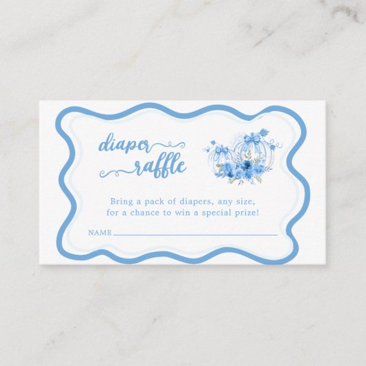 Blauwe Pompoen Bow Boy Baby shower Luier Informatiekaartje (Voorkant)