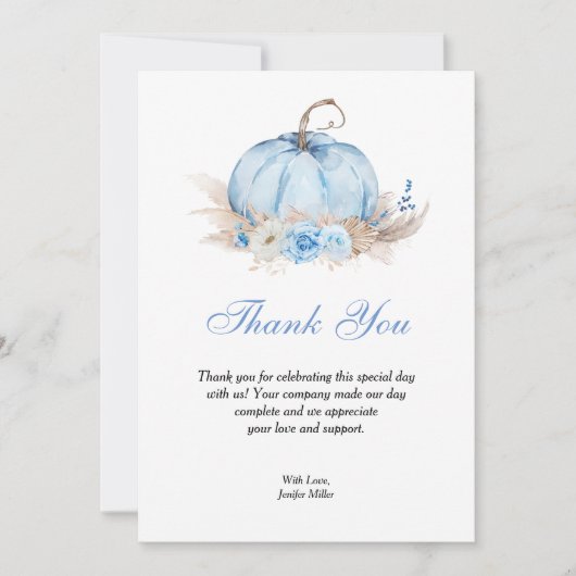 Blauwe Pompoen Dank u kaart (Voorkant)