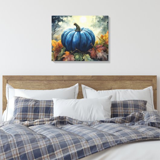 Blauwe pompoen - gewikkeld canvas afdruk (Insitu (Slaapkamer))
