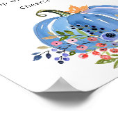 Blauwe pompoen grillig Baby shower Momosa Bar Poster (Hoek)