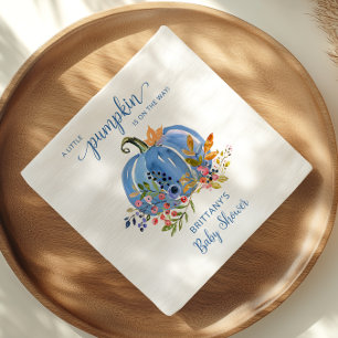 Blauwe Pompoen Herfst Bloemen Baby Shower Servet