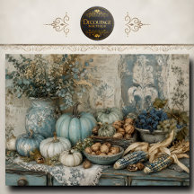 Blauwe Pompoen Herfst Oogst Decoupage
