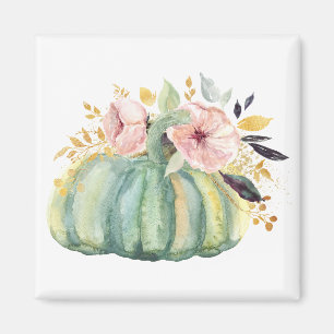 Blauwe pompoen herfst waterverf elegante herfst magneet