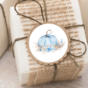 Blauwe Pompoen Ronde Sticker