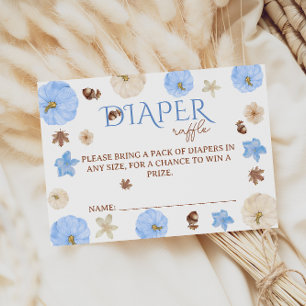 Blauwe pompoenen Bloemen Baby shower Luier Raffle Informatiekaartje