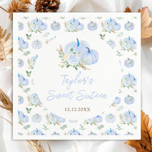 Blauwe Pompoenen Bloemige Sweet Sixteen Servet