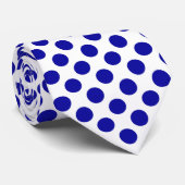 Blauwe pooldots op wit - Stropdas (Opgerold)