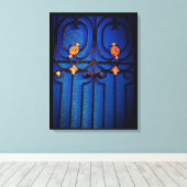 Blauwe poort canvas afdruk (Insitu (Houten vloer))