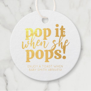 Blauwe Pop als ze Baby shower Pop Bedankjes Labels