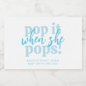 Blauwe Pop als ze Baby shower Pop Sparkling Wijnetiket (Enkel label)