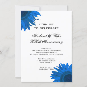 Blauwe Pop Art Bloem Huwelijksjubileum Feest Kaart
