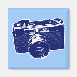 Blauwe Pop Art Camera Magneet