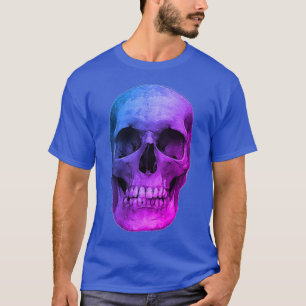 Blauwe Pop Kunst Retro Stijlvolle schedel T-shirt